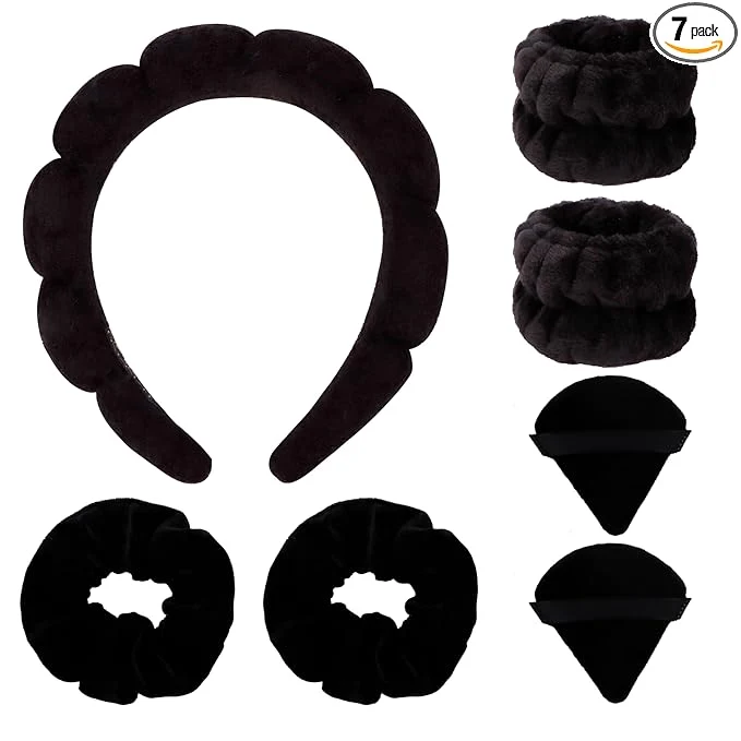 Next-Generation AOPRIE SPA Headbands for Washing Face Makeup Scrunchies Powder Puff Women Soft