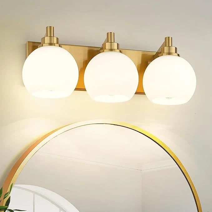 Smart Bathroom Light Fixtures 3-Light Brushed Gold Vanity Light Modern Wall Sconces Fine Crafted