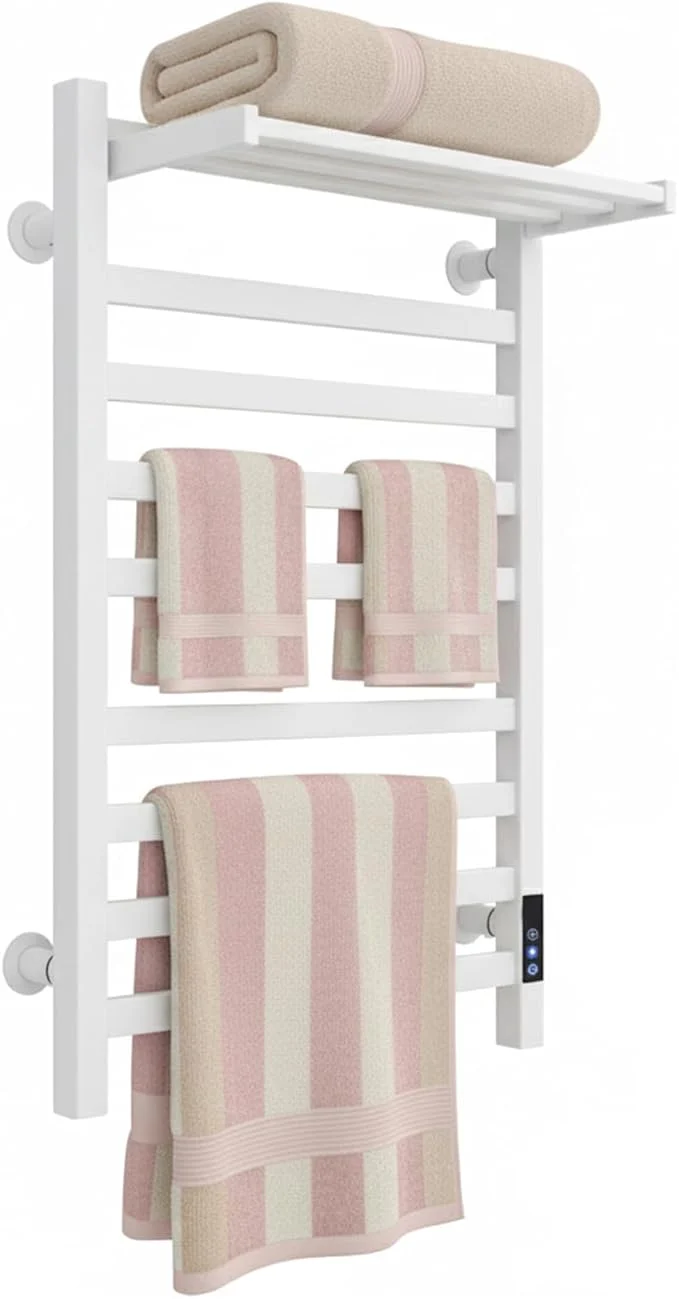 Elite 8-Bar Towel Warmer with with Top Warmer Shelf Electric Towel Rack Set with Durable