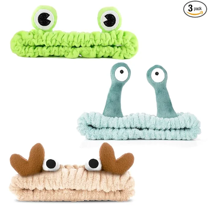 Eco-Friendly WLLHYF 3 Pack Spa Headband Face Wash Hairband Facial Makeup Head Wraps Cartoon Clean