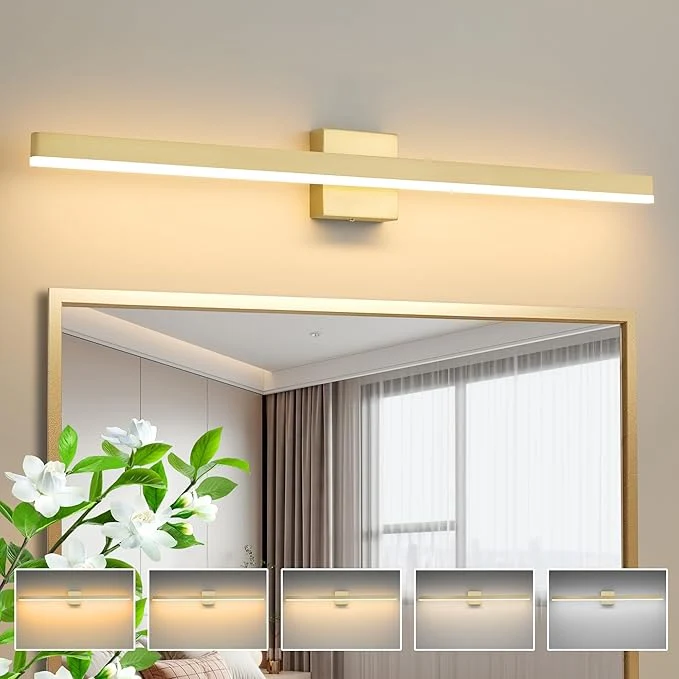 Exclusive Gold Bathroom Vanity Light 39.4 inch 30W Dimmable 5CCT LED Modern Bathroom Detailed