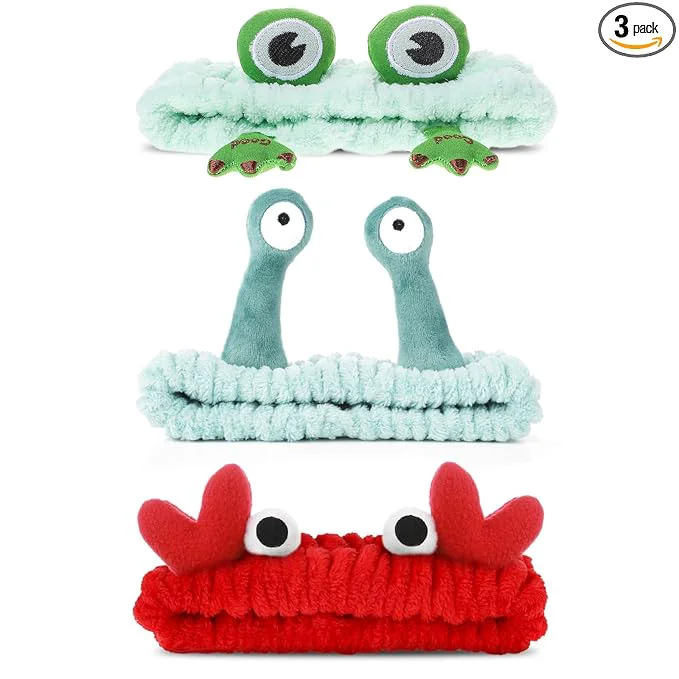 Enhanced WLLHYF 3 Pack Spa Headband Face Wash Hairband Facial Makeup Head Wraps Cartoon Top-Quality