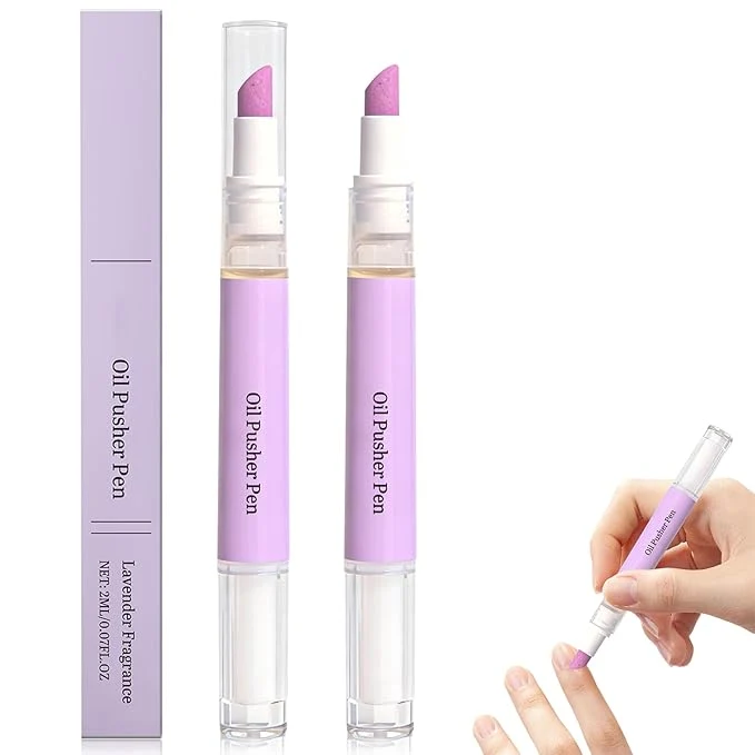 Modern 2Pcs 2-in-1 Cuticle Oil Pusher Pen 2026 New Ceramic Cuticle Pusher Oil Pen Certified