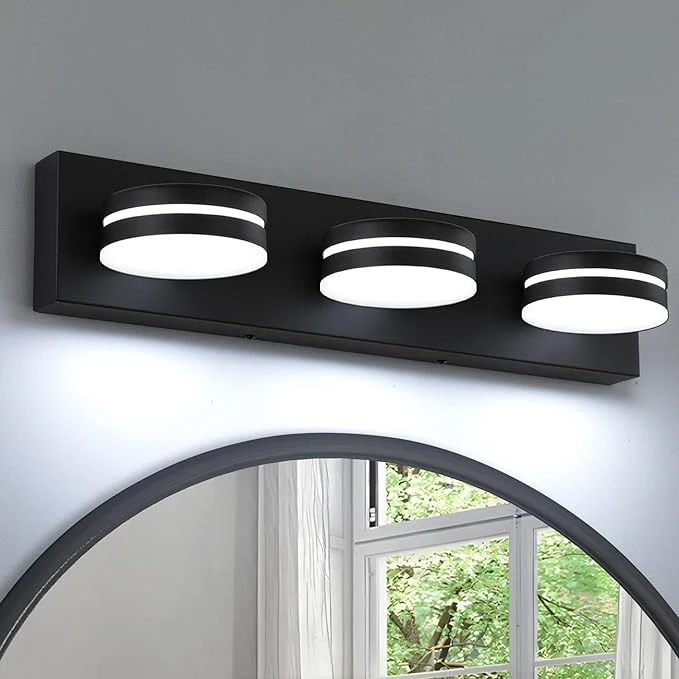 Genuine 3-Light Bathroom Vanity Light Over Mirror Matte Black LED Vanity Lighting Authentic