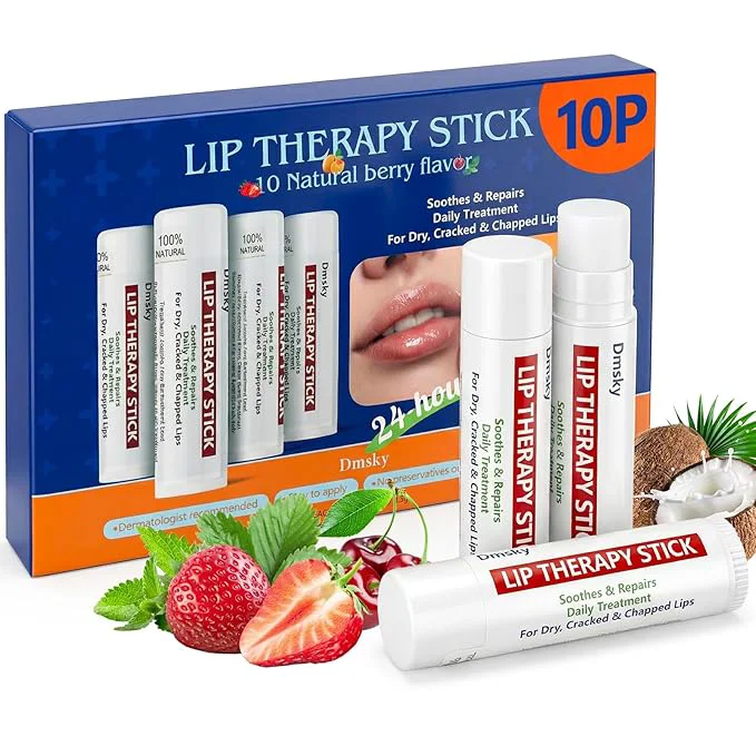 Enhanced Dmsky Lip Therapy Lip Balm Stick 10 Natural Berry Flavor Healing Hydrating Powerful