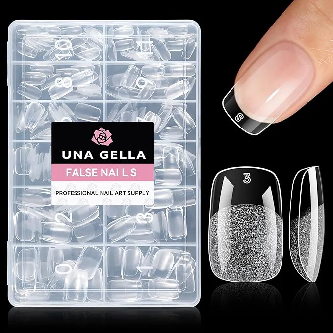 Contemporary UNA GELLA Short Square Squoval Nail Tips 216pcs Pre-Etched Short Square Round Dependable