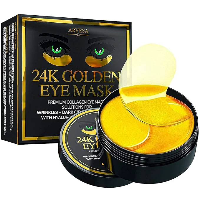 Sophisticated Arvesa Under Eye Mask for Dark Circles and Puffiness 24k Gold Under Skincare Smooth