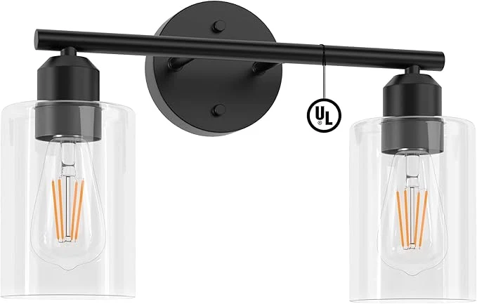 Dependable Espird Bathroom Vanity Light Black 2 Light Rustic Bathroom Vanity Lights Over Easy-to-Use