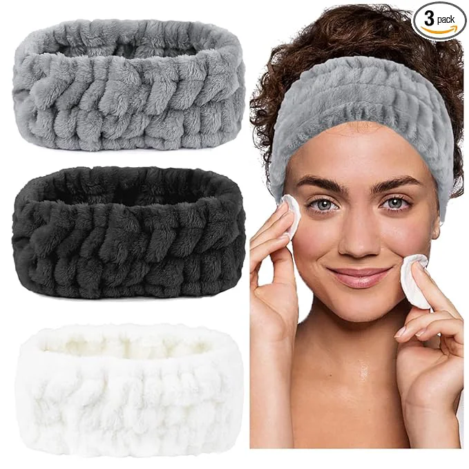 Proven LAPOHI 3 Pack Modern Microfiber Facial Headbands Solid