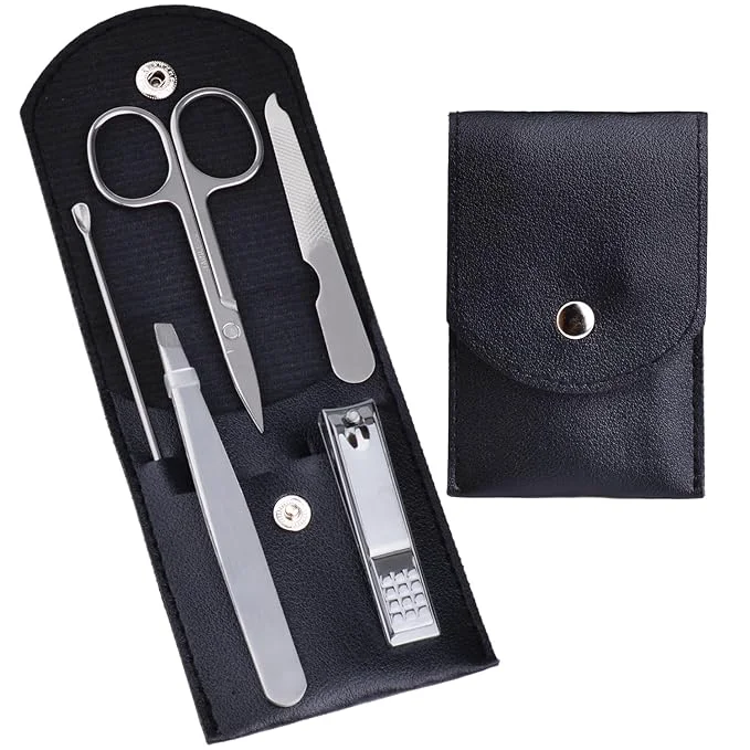 Fast HANTEKAS Travel Manicure Set Professional Nail Clipper Kit-5 Pieces Stainless Sustainable