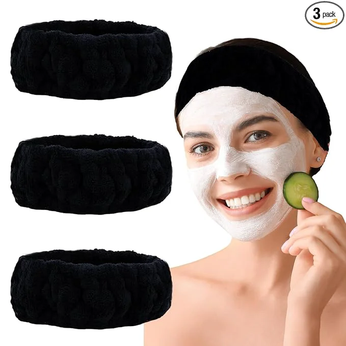 Quality Microfiber Spa Headband 3-Pack Soft Terry Cloth Headband Sophisticated