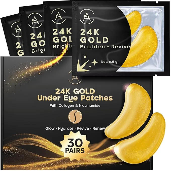 Elegant AURAE 24K Gold Under Eye Patches Organic
