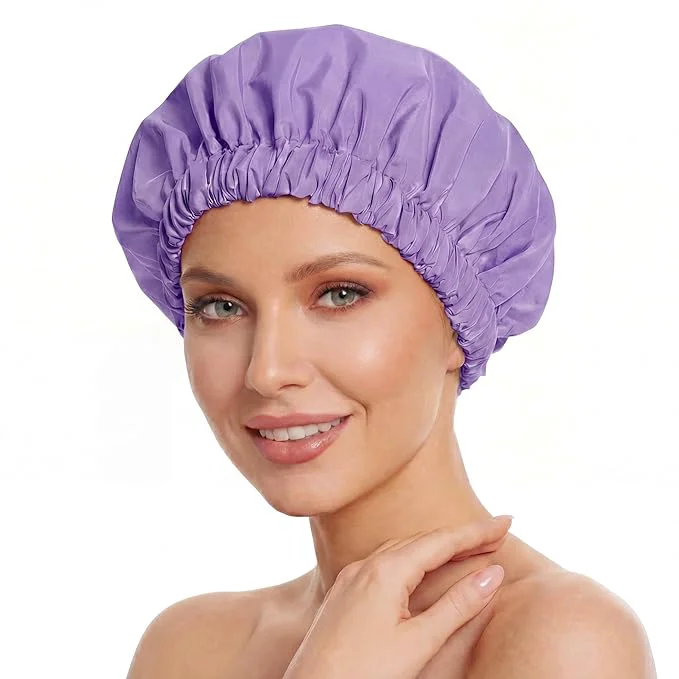 Dependable Reusable Shower Cap for Women Large Waterproof Shower Bonnet Durable