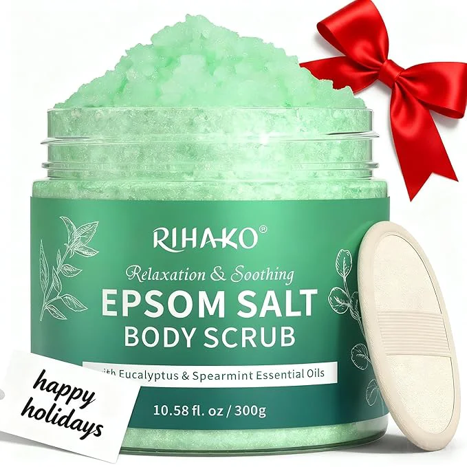 Reusable Eucalyptus Epsom Salt Body Scrub Exfoliating detox body scrub Relax Relief Pure