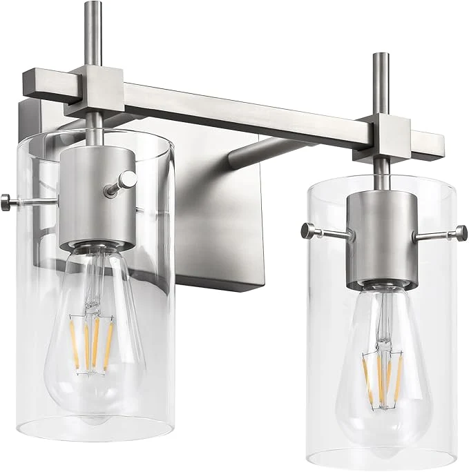 Responsible SOLFART 2 Light Wall Scone Vintage Vanity Light Fixtures Brushed Nickel Wall Functional