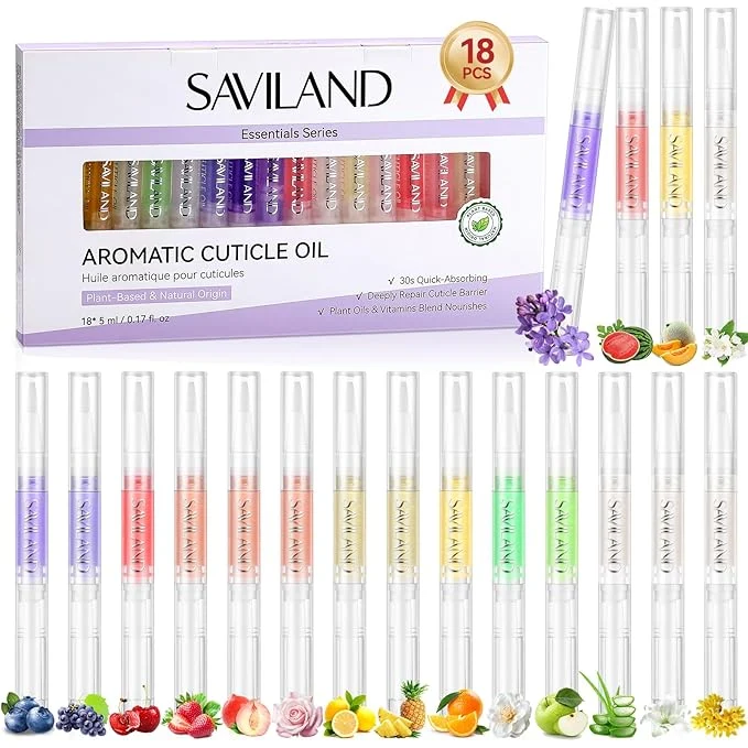 Fast SAVILAND Natural Cuticle Oil Pen 18 PCS Plant-Based Cuticle Oil Organic