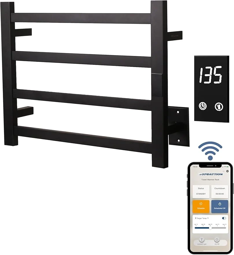 Flexible Topdattion Smart Wireless Electric Towel Warmer Blade Thin 4 Bar Design Organic