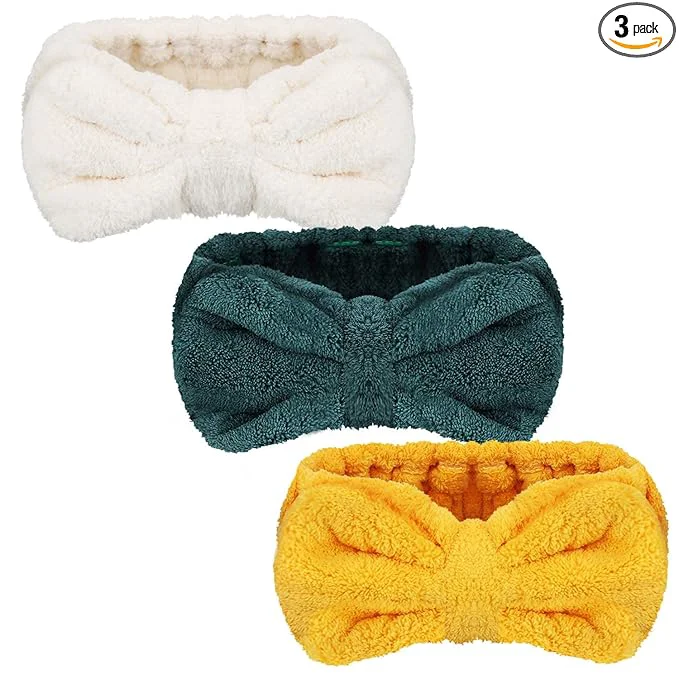 High-Quality 3 Pieces Wash Face Headband Makeup Spa Headband Towel Terry Hair Bands Trendy