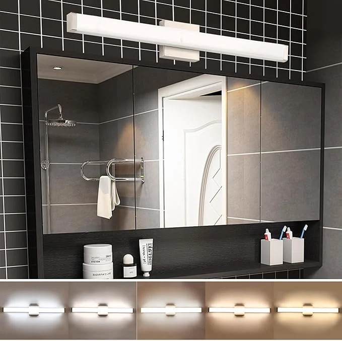 Recyclable Bathroom Vanity Light Brushed Nickel Square LED 24 inch 14W 4000K Natural White High-Quality