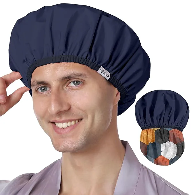 Flexible Years calm Men Shower Cap Reusable Waterproof Dual-Layer Design Double-Sided Trendy