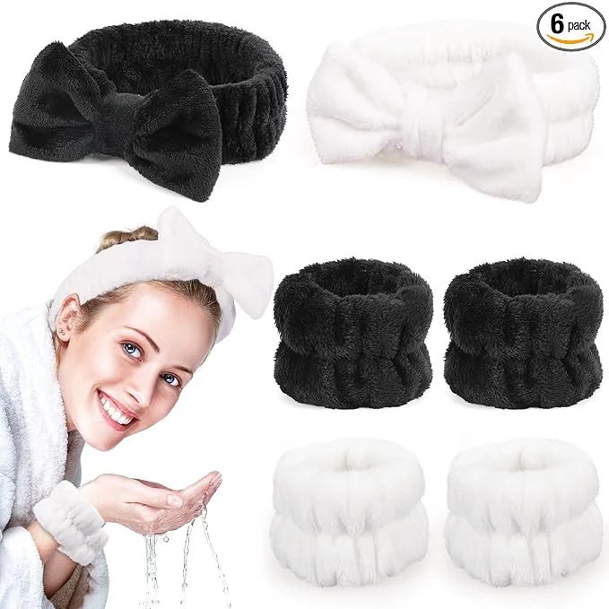 Safe Spa Headbands for Women with Wristband Set Facial Makeup Headbands for Girls Fine