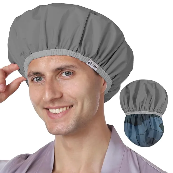 Breathable Years calm Men Shower Cap Reusable Waterproof Dual-Layer Design Double-Sided Natural
