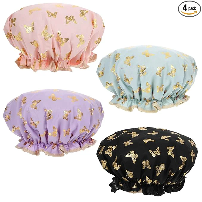 Detailed Yuanchu 4 Pcs Waterproof Shower Caps Professional