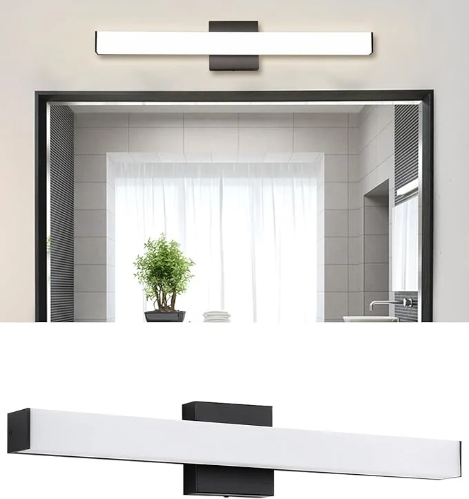 High-Quality LED Bathroom Vanity Light Fixtures 24in Matte Black Dimmable18W 4000K Natural Convenient