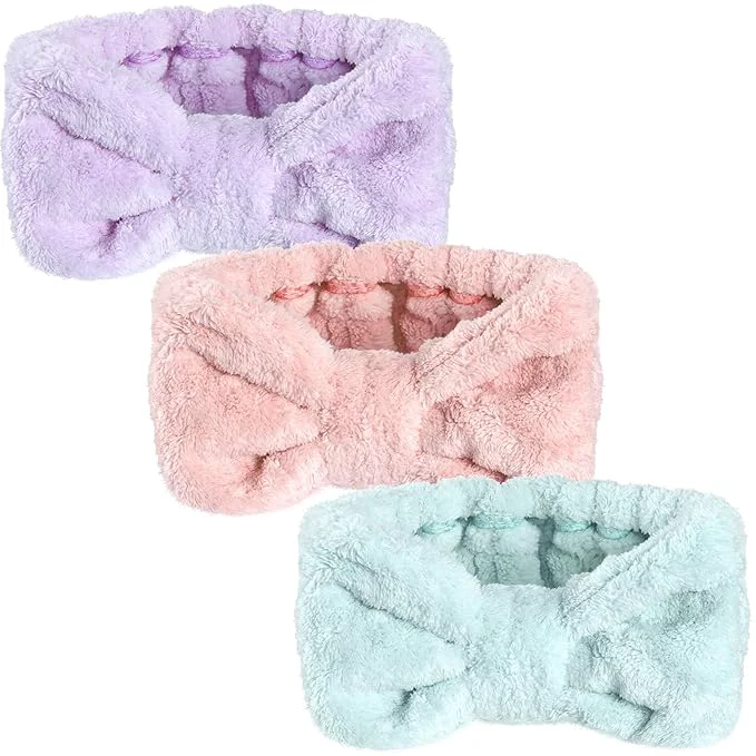 Quality 3 Pieces Wash Face Headband Makeup Spa Headband Towel Terry Hair Bands Pure