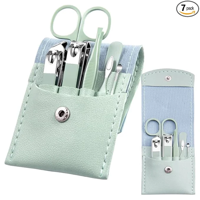 Environmentally Friendly Manicure Set – 7 Pieces Professional Travel Nail Clippers High-Performance