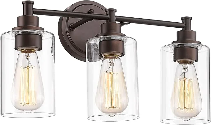 Trendy FEMILA 3-Light Vanity Light Farmhouse Bathroom Light Fixtures Metal Wall Professional