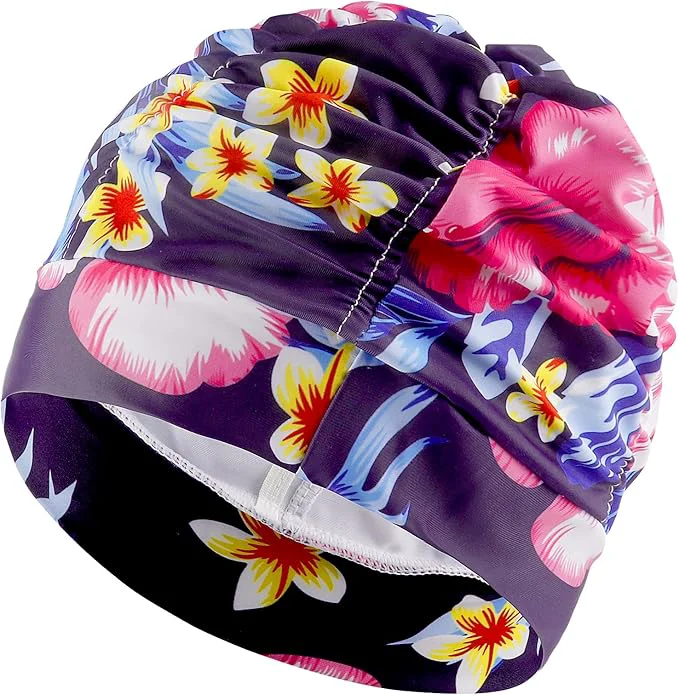 Smooth Swim Caps for Women Swimming Comfort Pleated Swimming Cap for Long Hair Lightweight