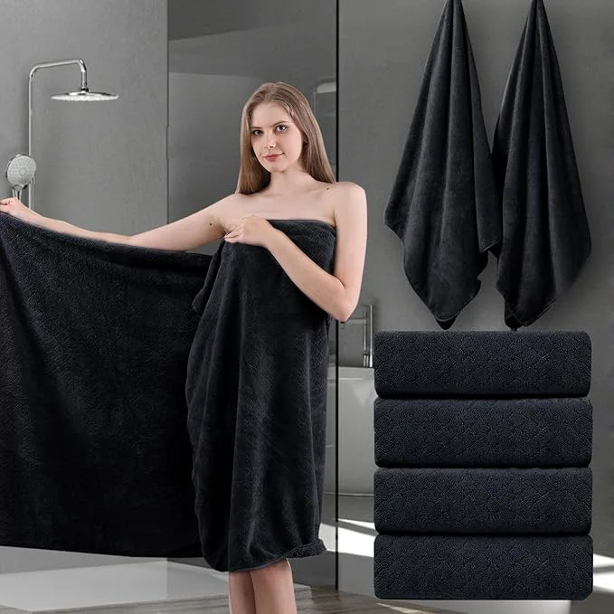 Fast Ycosy Black Bath Towels Set 35×70 Inches Certified