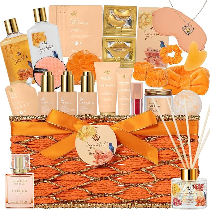 User-Friendly 35 Pcs Mothers Day Gift for Women Bergamot Rose Bath Body Gift Basket Set Prestigious