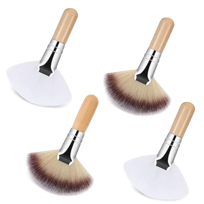 Eco-Friendly Thinp 4 Pcs Facial Brushes Esthetician Facial Brush Fluffy Fan Brushes Face Official