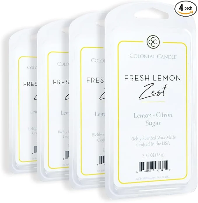 Functional Colonial Candle Fresh Lemon Zest Scented Wax Melts Wax Melt Warmer Cubes Sustainable