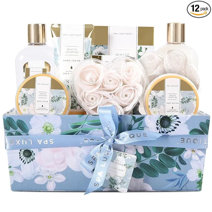 Organic Gift Basket for Women Spa Luxetique Spa Bath Kit Bath Salt Essential Oil Sophisticated