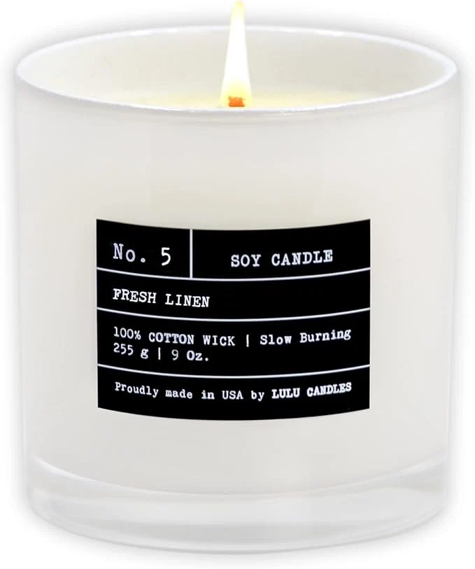 Verified Lulu Candles Fresh Linen Smells Clean Crisp Luxury Scented Soy Jar Lightweight