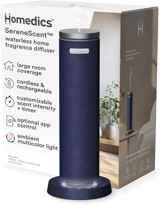 Certified Homedics SereneScent Waterless Essential Oil Diffuser Cordless Rechargeable Secure
