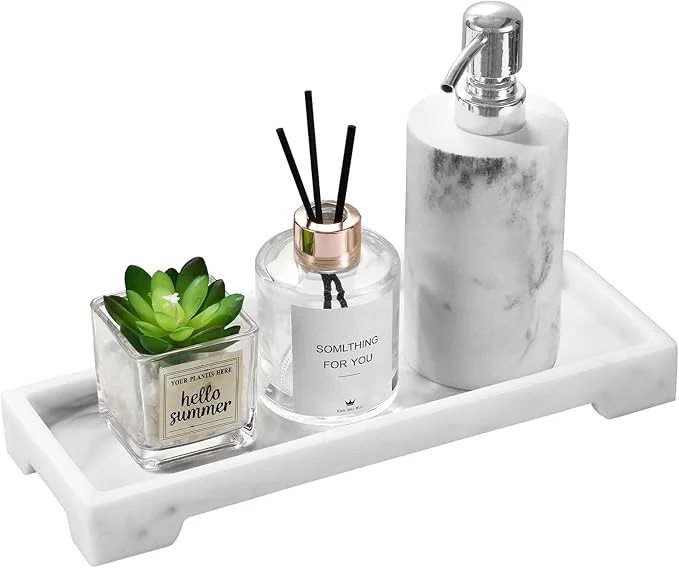 Sophisticated Luxspire Bathroom Vanity Tray Resin Toilet Tank Tray Kitchen Trays Marble Luxury