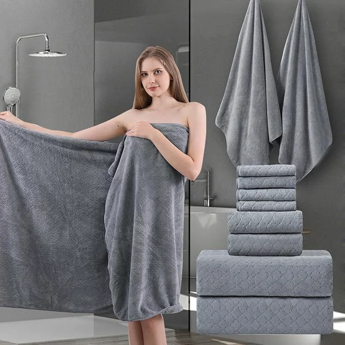 Premium Ycosy 8-Piece Bath Towels Set 2 Oversized Bath Sheet 2 Hand Towels and 4 Verified