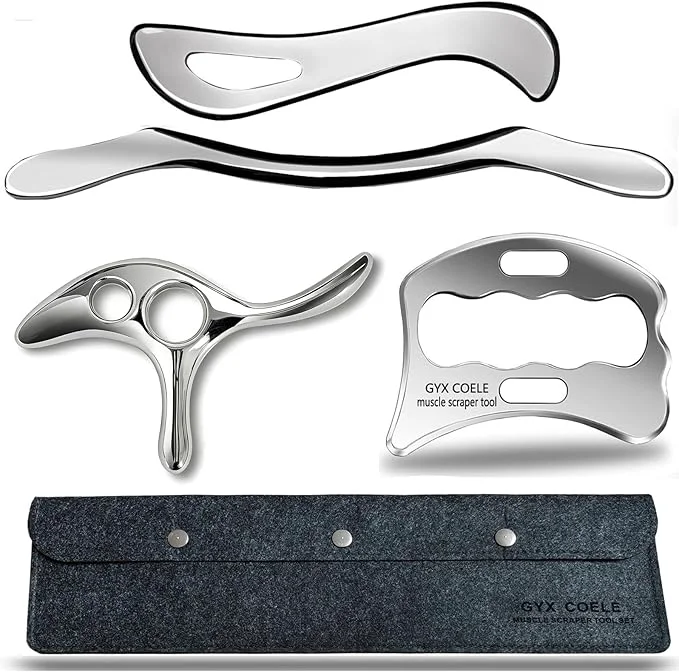 Elegant Muscle Scraper Tool Set Stainless Steel IASTM Tools 4 Piece Outstanding