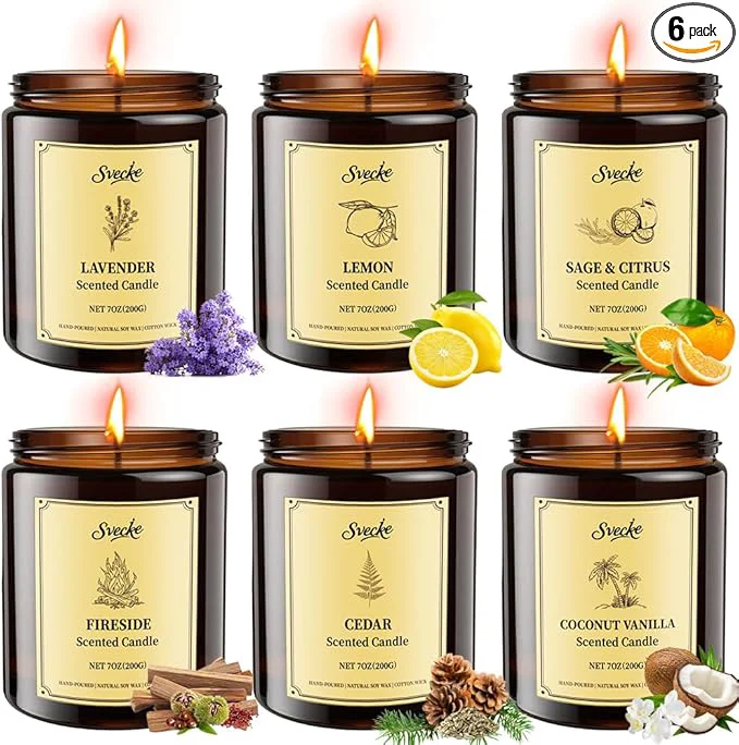 Durable 6 Pack 42oz Fall Scented Candles Soy Wax Candles Relaxed