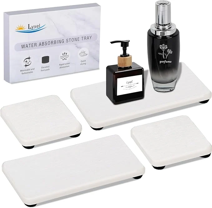 Top-Quality 4PCS Water Absorbing Stone Tray Relaxed