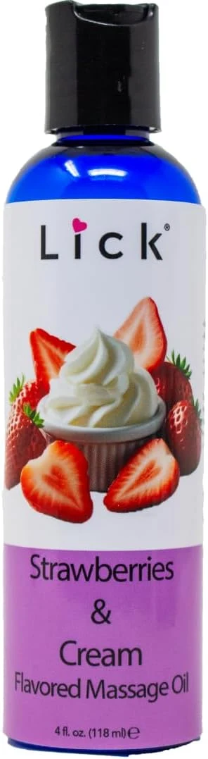 Minimalist Lick Strawberries and Cream Flavored Massage Oil – Romantic Body Safe Sustainable
