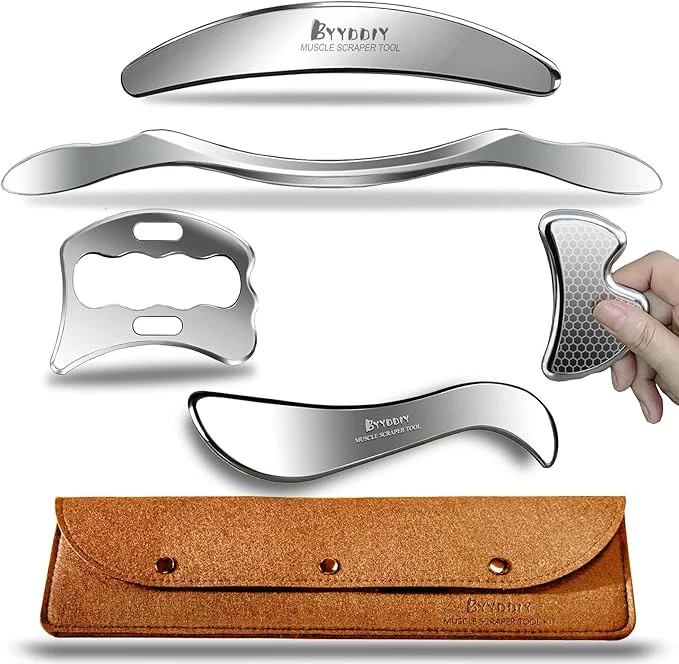 High-Quality BYYDDIY 5 in 1 Stainless Steel Gua Sha Muscle Scraper Tools Kit Scraping Fine Crafted