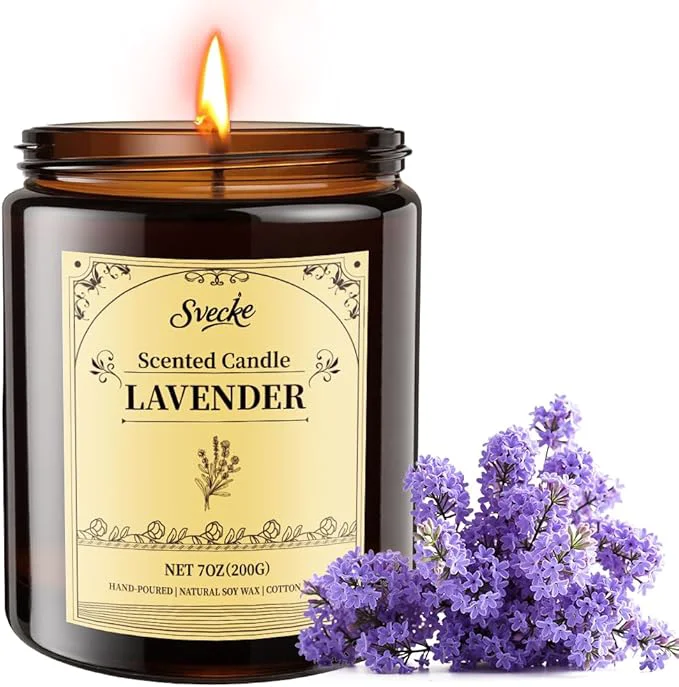 Modern Lavender Scented Candles 7oz Soy Wax Candle Long Lasting Aromatherapy Jar Excellent