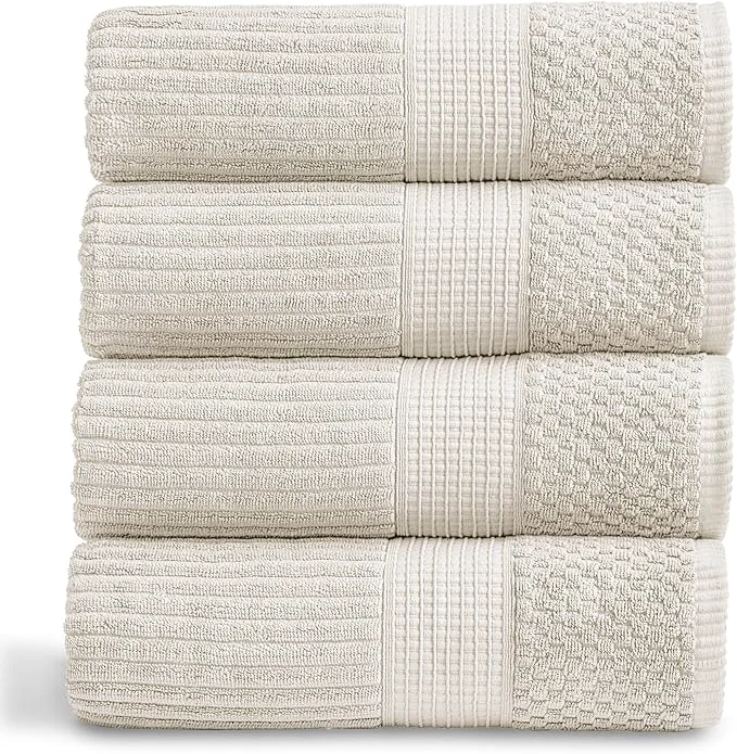 Sophisticated Springtree Home Cotton Bath Towel Set of 4 Super Soft Absorbent High-Quality