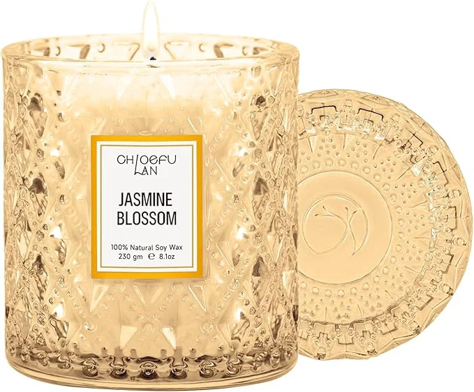 High-Performance Chloefu LAN Jasmine Blossom Scented Candle Luxury Soy Candles 55 Hours Slow First-Class