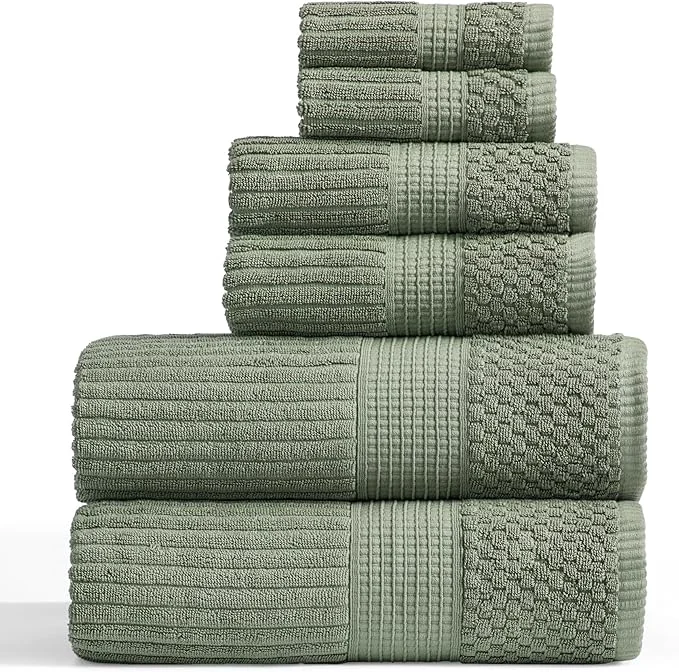 Environmentally Friendly Springtree Home Cotton Towel Set 6 Piece Set Super Soft Absorbent Traditional